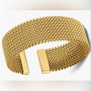 Gorgeous Neiman Marcus 18KT Gold Brass Woven Cuff Bracelet